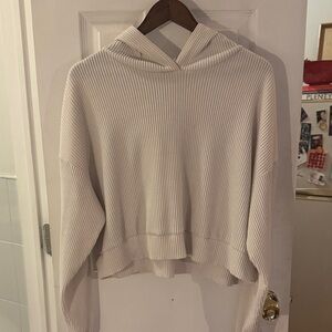 ALO Yoga Cream Ribbed hoodie sweater